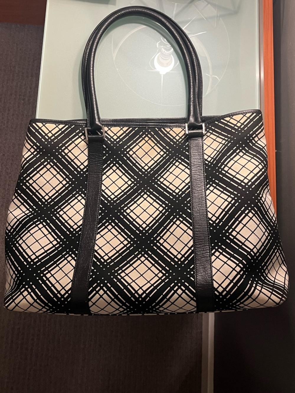 Gucci Centennial black & white canvas and leather trim tote - Picture 8 of 13